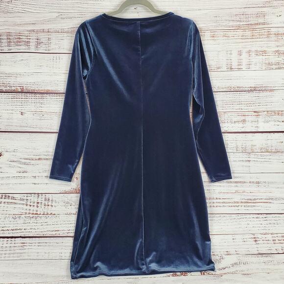 J.Crew Blue Velvet Midi Sweater Dress Sz S Luxurious Dark Romantic Party Holiday - Picture 2 of 11